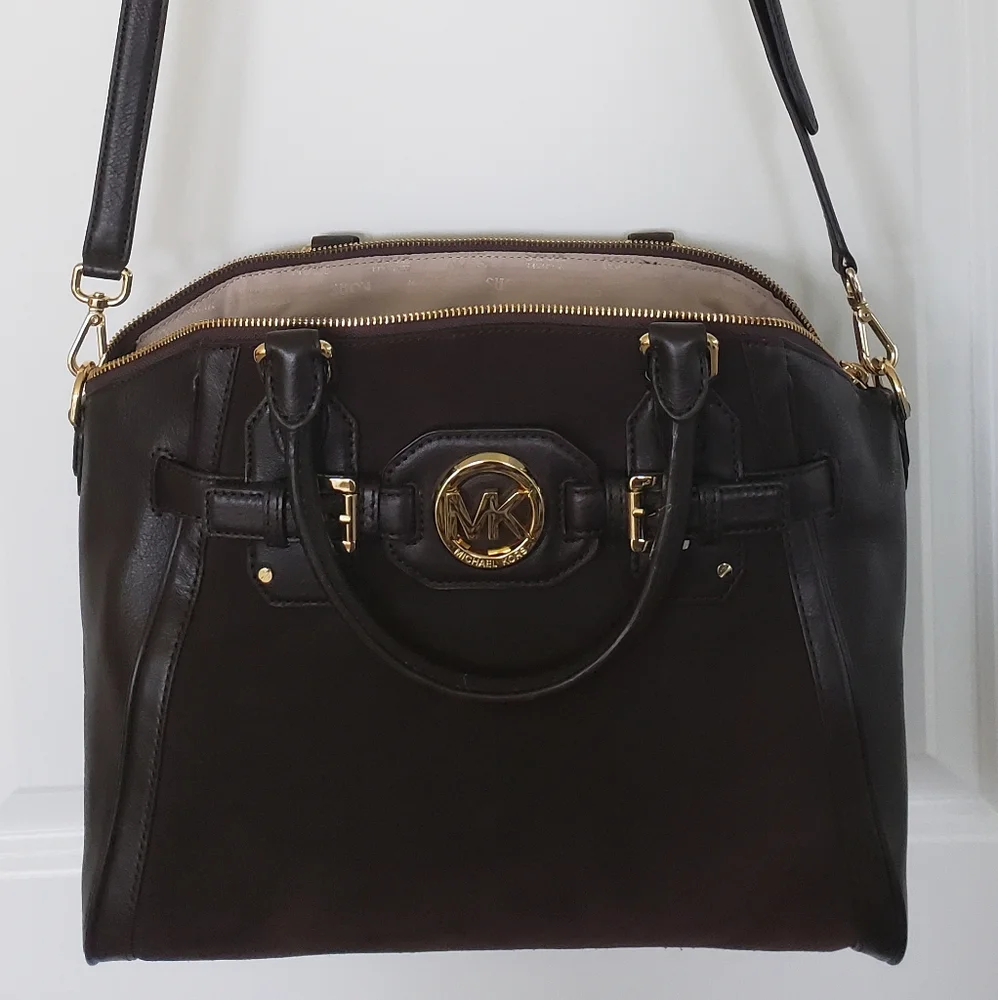 MICHAEL Michael Kors Hudson Large Satchel Coffee Leather/Suede - Picture 3 of 9